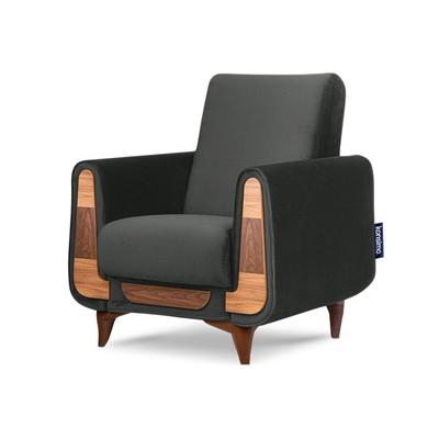 Klassischer Sessel aus Schaumstoff und Holz, Grau
