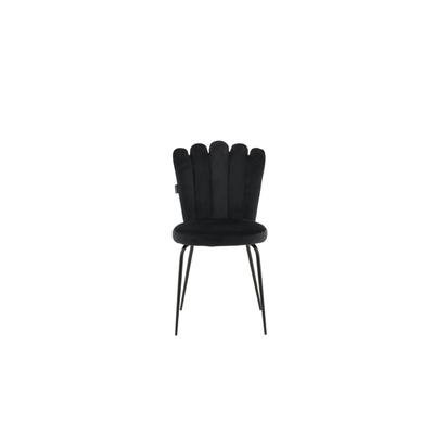 2er Set Esszimmerstühle aus Velours, schwarz