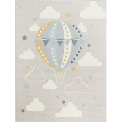 Teppich für Kinder Heißluftballon Wolken Mehrfarbig/Grau 160x213