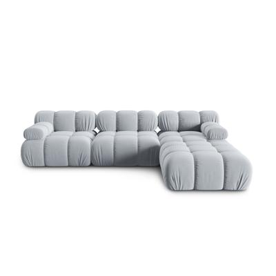 4-Sitzer modulares Sofa aus Samt, hellblau