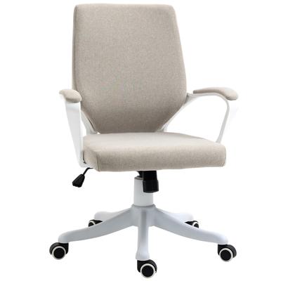 Bürostuhl mit Wippenfunktion, mit 360°-Drehräder, Beige+Weiß
