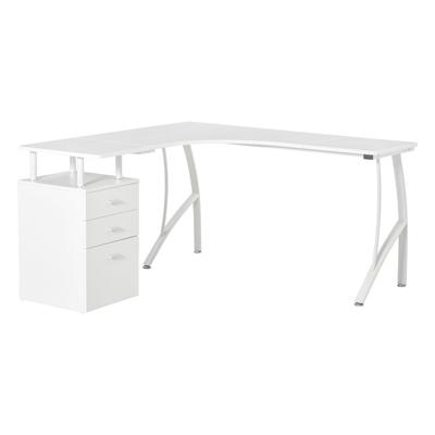 L-förmiger Schreibtisch mit Schubladen, Weiß, 143.5 x 143.5 x 76 cm