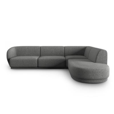 5-Sitzer Ecksofa rechts aus Chenille-Stoff, dunkelgrau