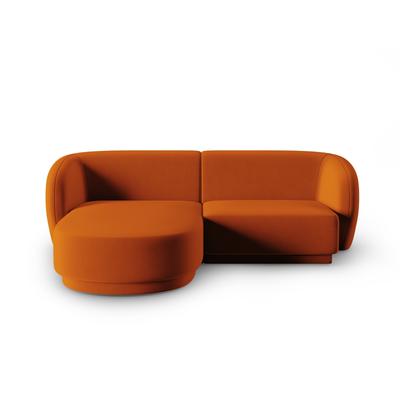 3-Sitzer modulares Ecksofa links aus Samt, terrakotta