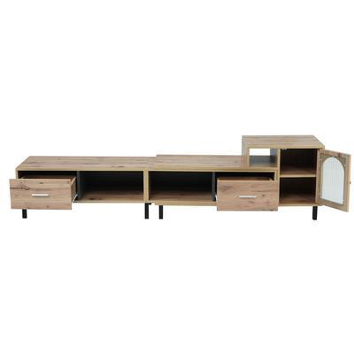 Ausziehbares TV-Möbel In Holzoptik, 4 Fächer, 2 Schubladen, 200–278 cm