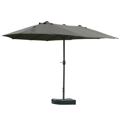 Doppel-Sonnenschirm mit Handkurbel aus Stahl, PE, grau