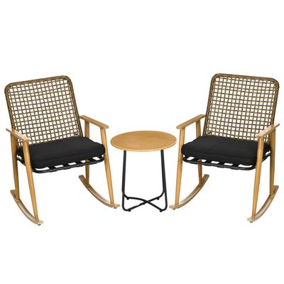 Gartenmöbel-Set mit Sitzkissen aus PE, Polyester, schwarz