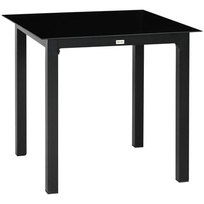 Gartentisch für 4 Personen aus Hartglas Alu 80 x 80 x 74 cm schwarz