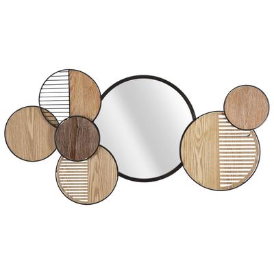 Dekospiegel Kreise aus Metall und Holz, 123,2 x 63,5 cm, schwarz