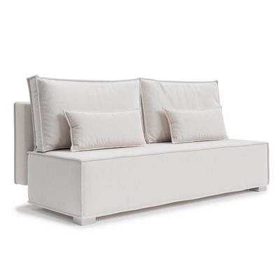 Sofa mit Schlaffunktion, Samtbezug in Creme, 200 cm