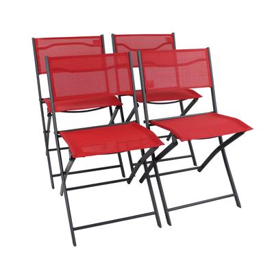 4er Set Gartenstühle aus Metall, 45 cm, rot