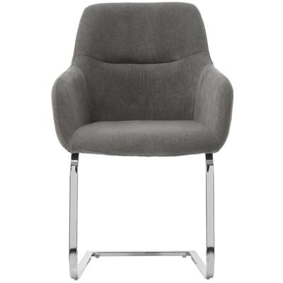Freischwinger Stuhl mit verstellbaren Füßen, aus Samt, grau