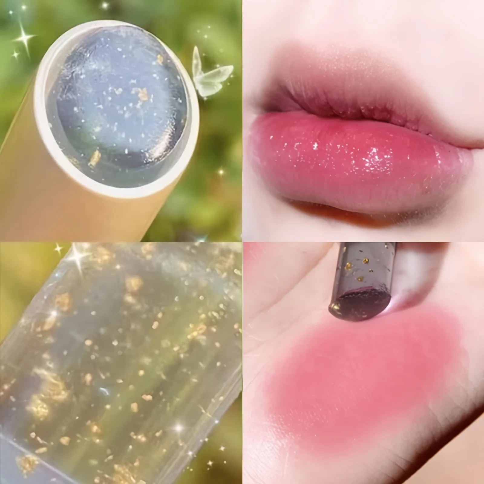Farbwechsel Lippen balsam langlebig nicht leicht zu verblassen feuchtigkeit spendende pflegende Glitzer Gelee Lippenstift Lippen pflege kosmetischen Lip gloss Image