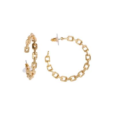 Women's Chain Link Hoop Earrings by Accessories For All in Gold