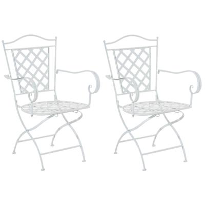 2er Set Gartenstühle klappbar aus Metall weiß