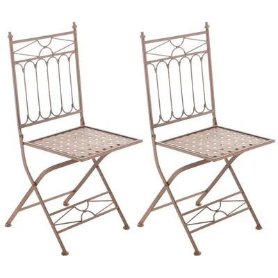 2er Set Gartenstühle klappbar mit Verzierungen aus Metall antik braun