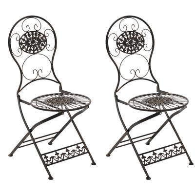 2er Set Gartenstühle klappbar aus Metall bronze