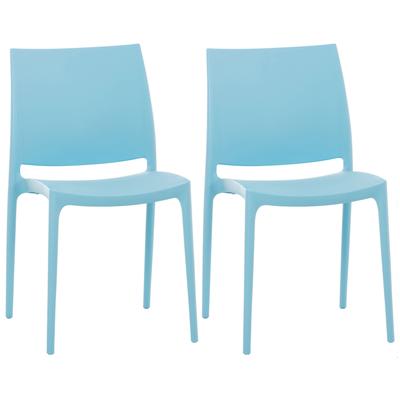 2er Set Gartenstühle stabelbar aus Kunststoff hellblau
