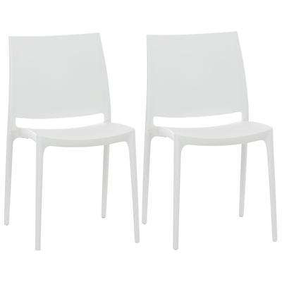 2er Set Gartenstühle stabelbar aus Kunststoff weiß