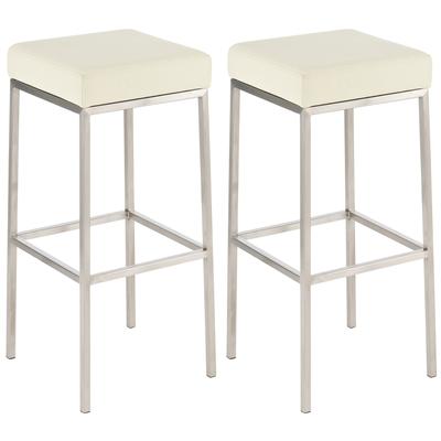 2er set Barhocker mit Metall-Gestell aus Kunstleder creme