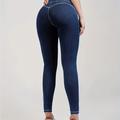 High Waist Washed Skinny Jeans, Slim Fit Single Breasted Button Stretchy Tight Jeans, Women's Denim Jeans & Clothing