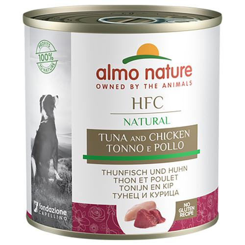 Sparpaket: 24x290g Almo Nature HFC Thunfisch und Huhn Hundefutter nass