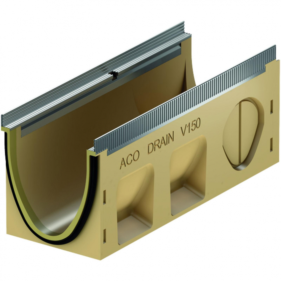 ACO Drain Multiline Seal in V150 Entwässerungsrinne ohne Sohlengefälle, Stahl verzinkt, 10.1,500 mm Image