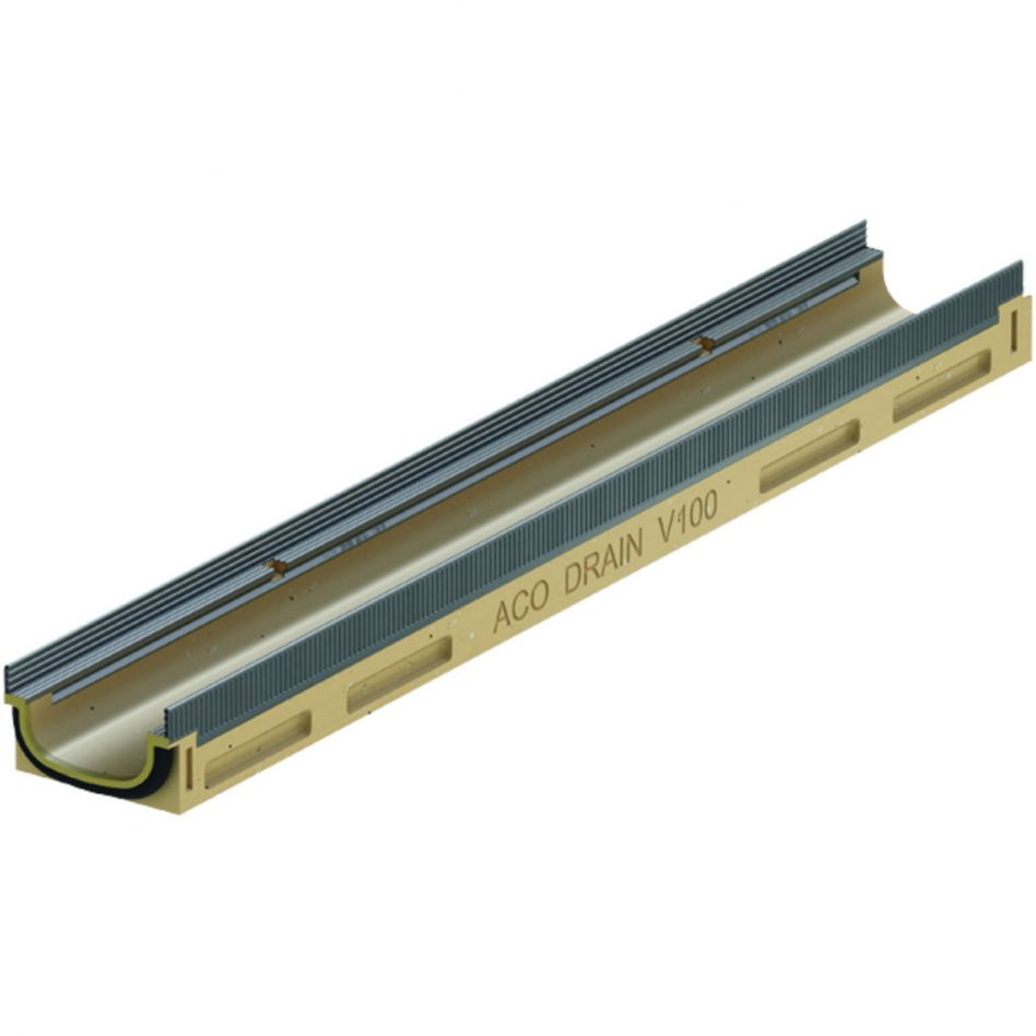 ACO Drain Multiline Seal in Flachrinne mit senkrechtem Rohranschluss, Edelstahl, 80 mm,V100 Image