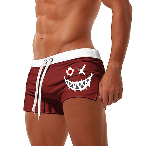 Herren Lächelndes Gesicht Badehosen Badeshorts Boardshorts Mittlere Taille Mode Designer Surfen Ferien Strand Kordelzug Tasche Elastischer Bund Designer Bekleidung Image