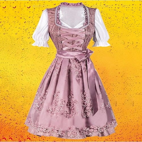 Oktoberfest Kleid Dirndl Trachtenkleider Oktoberfest / Bier Bayerisch Traditioneller Stil Traditionelles Kostümkleid Wiesn Damen Stoff im traditionellen Stil Blusen Kleid Schürze Image