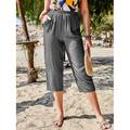 Per donna pantaloncini capri Casual quotidiano Polpaccio Liscio A cordoncino Tasche laterali Tagliato Traspirabilità Comodo Media elasticità Fine settimana Nero Vino Blu Grigio Estate Standard