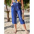 Per donna pantaloncini capri Casual quotidiano Polpaccio Liscio A cordoncino Tasche laterali Tagliato Traspirabilità Comodo Media elasticità Fine settimana Nero Vino Blu Grigio Estate Standard