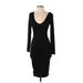 Fashion Nova Cocktail Dress - Midi Open Neckline Long Sleeve: Black Dresses - New - Women's Size Small