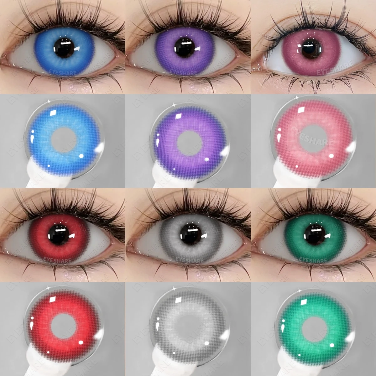 EYESHARE 1 paire de lentilles de Contact colorées Cosplay Contact coloré yeux bleus Anime lentilles vertes de Contact Halloween Contact rose