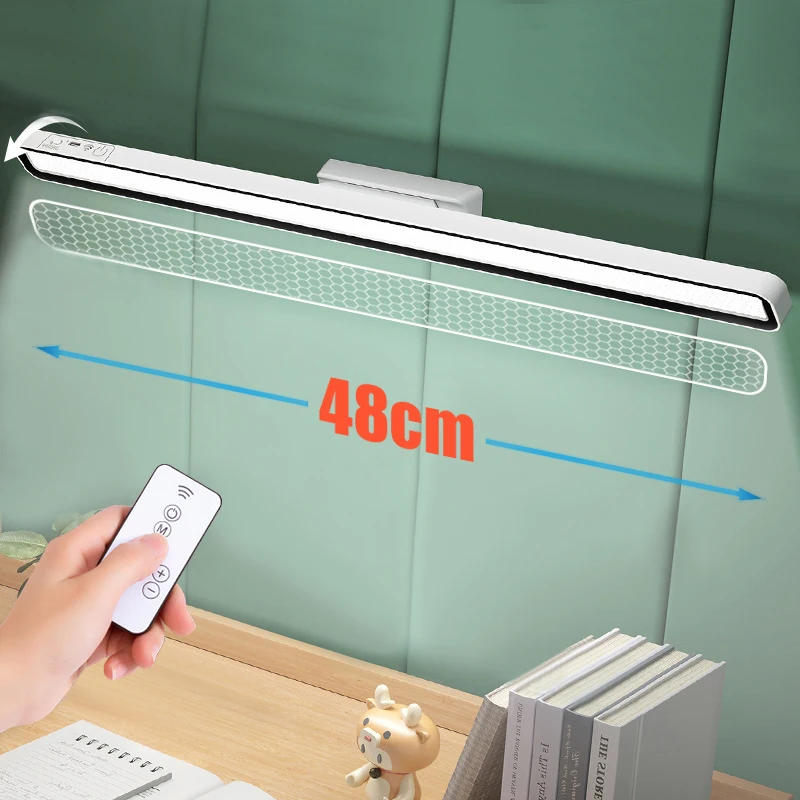 Lampada da scrivania Lampada da tavolo magnetica sospesa da 48 cm Lampada da lettura a LED ricaricabile o USB Luce notturna dimmerabile per specchio da comodino