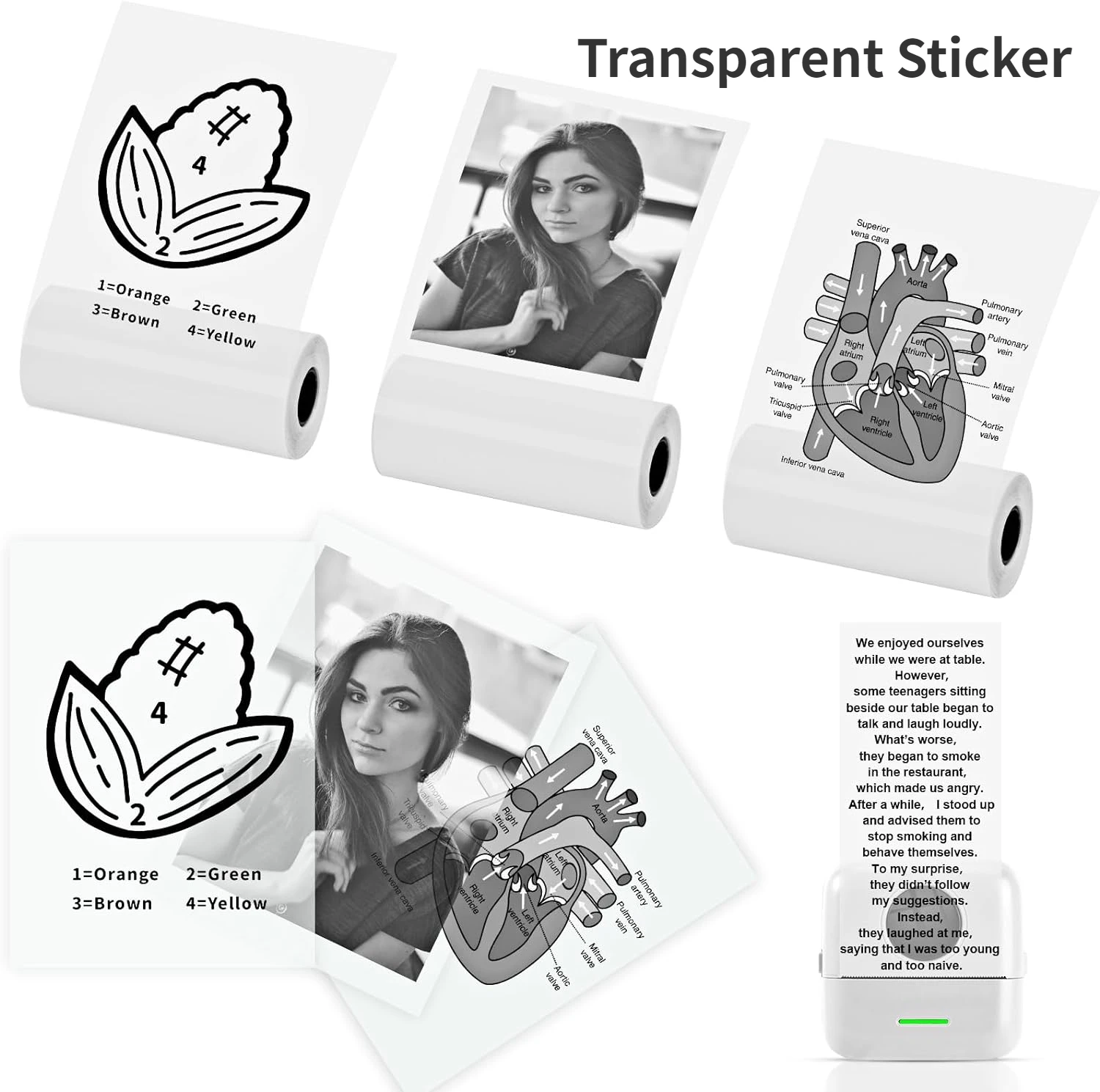 Transparentes selbstklebendes Thermo-Aufkleberpapier für M02/T02/M02 Aufkleber-Fotodrucker und 57 mm breite Mini-Taschendruckerkamera Image