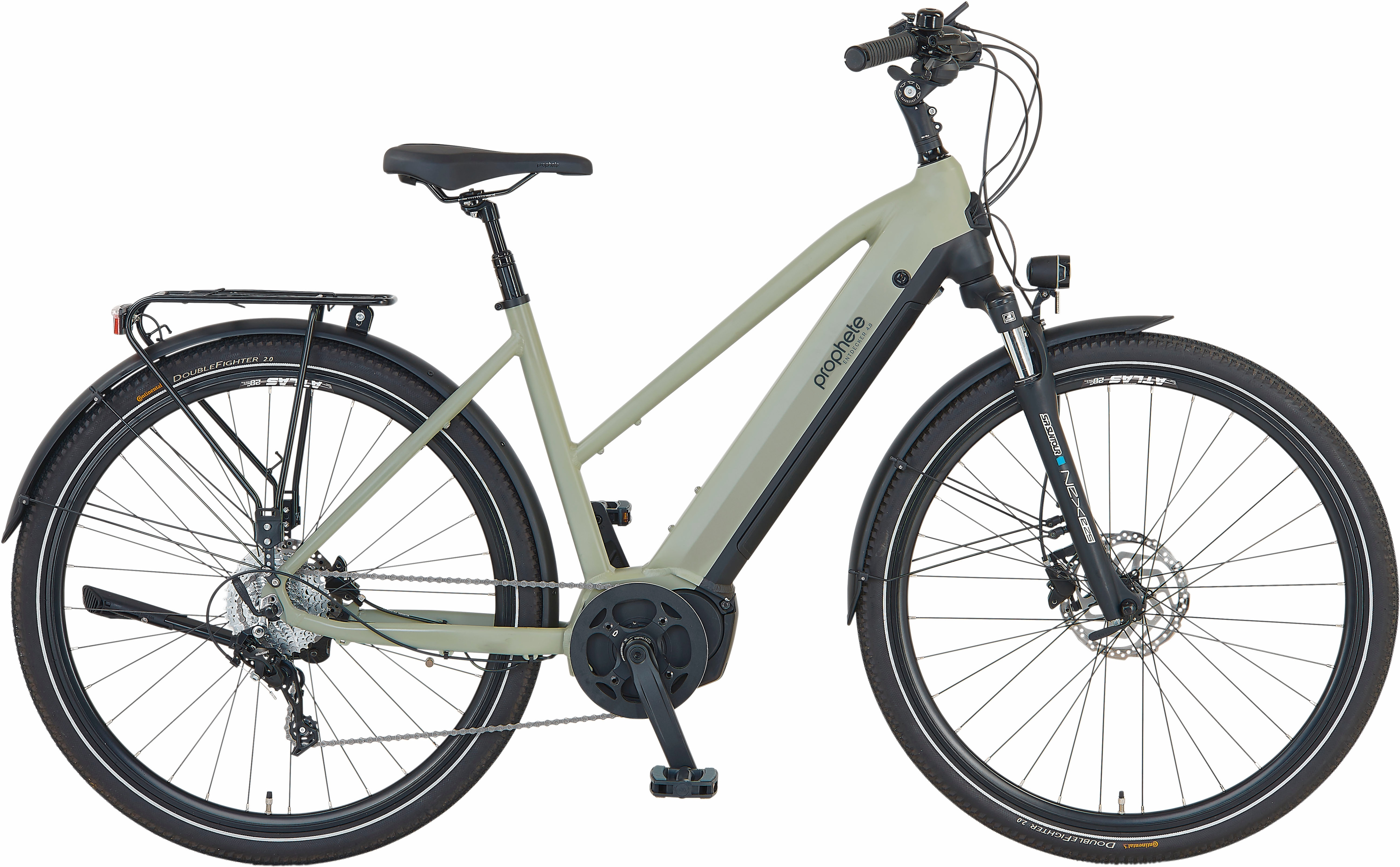 E-Bike PROPHETE "Entdecker 4.0" Gr. 50, grau (grau, schwarz, schwarz), Elektrofahrräder, 50cm, 28 Zoll (71,12cm), Pedelec, Elektrofahrrad für Damen Image