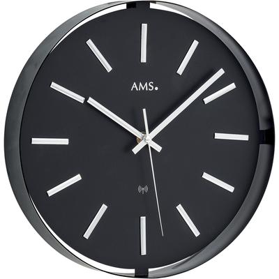 Funkwanduhr AMS, schwarz, Wanduhren, Ø 30cm, Quarzuhr,Wohnzimmer,Esszimmer,Küche,Arbeitszimmer,Büro,Flur Image