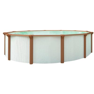 Rundpool KWAD "Green line Evolution", weiß (weiß, wood, innenfarbe: sand), H:1,32cm Ø:4,6cm, Schwimmbecken, 4,6x1,32 white- wood Folie in blau, sand oder grau erhältlich
