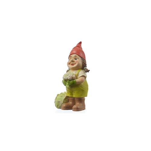 Gartenzwerg MAGDA Gärtner Zwerg mit Gemüse Polyresin Gartenfigur 29cm