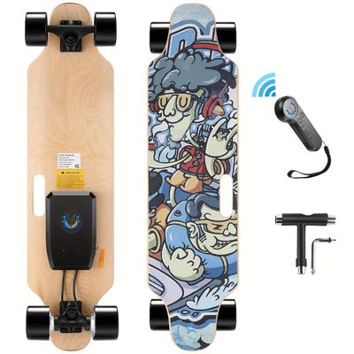 TEMU Electric Skateboard With Remote, Electric Longboard With 700w Brushless Motor For Adults & Teens Beginners, 18.6 Mph Top Speed & 12 Miles Range