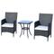 Rattan Gartenmöbel Set mit Beistelltisch Schwarz 60 x 58,5 x 89,5 cm