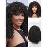 Synthetic Wig Water Wave Neat Bang Wig 16 inch Black Synthetic Hair Women's Black