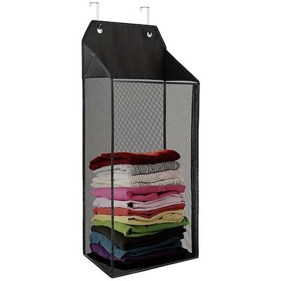 Wäschekorb zum Aufhängen über der Tür, zusammenklappbarer Wäschekorb aus Netzgewebe mit Reißverschluss für schmutzige Kleidung, platzsparender Wäschesack für Badezimmer, Schlafzimmer Image