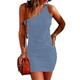 Women's Casual Dress Mini Dress Backless Date Vacation Streetwear Basic One Shoulder Sleeveless Black Wine Khaki Color
