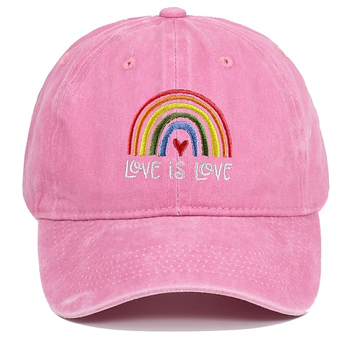 Per uomo Cappellino da baseball Cappello da sole Cappello da camionista Nero Rosa 100% cotone Con ricami Di tendenza Informale Strada Giornaliero Arcobaleno Regolabile Crema solare Traspirante