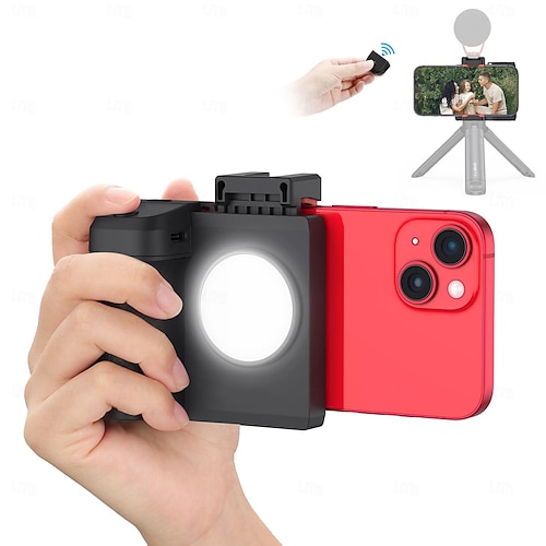 Luce di riempimento ph-14, telecomando wireless Bluetooth, luce selfie regolabile a tre marce, impugnatura dell'otturatore della fotocamera dello smartphone, impugnatura staccabile per iPhone Samsung, telefoni Google OnePlus, riprese video/fotografiche