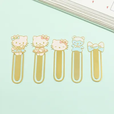 Anime Cute Hello Kitty Book Mark Metal Bookmarks Fans Collect School Supplies Book Accessory Gifts