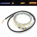 1 pz Striscia LED 2 Colori DRL Dinamico Bianco e Ambra Switchback Sequenziale follow Indicatori di direzione per Auto