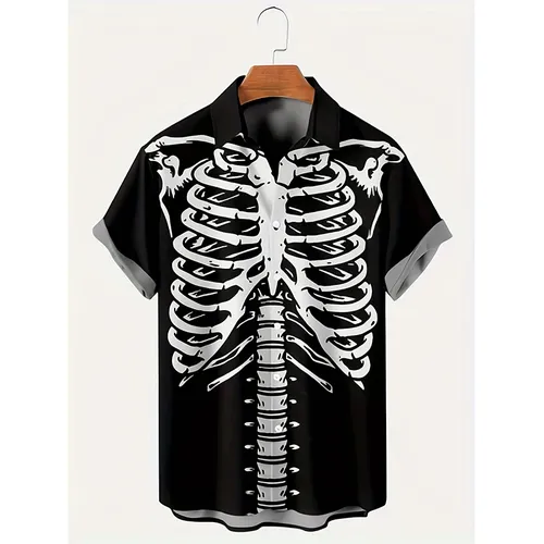 Horror Skelett Hawaii Strand Hemden Schädel 3D-Druck Streetwear Männer Frauen lässig Mode Kurzarm